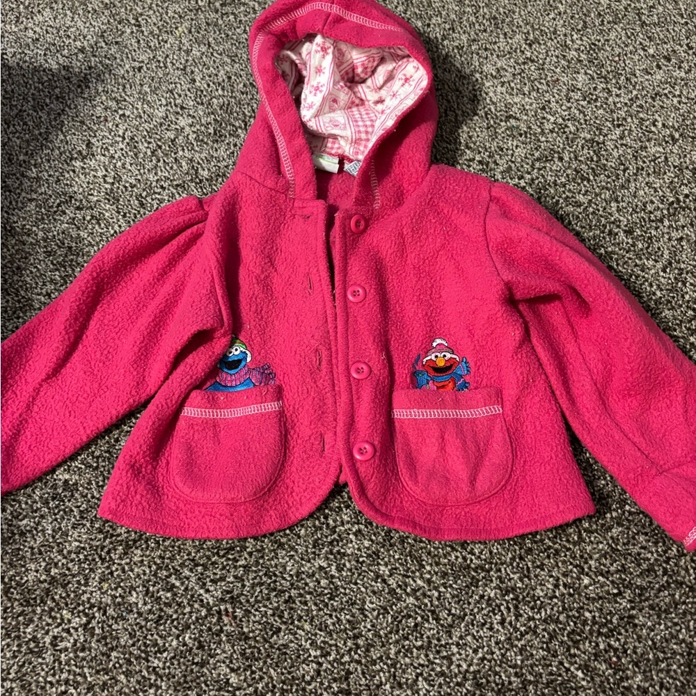 Sesame Street Pink Hooded Jacket with Character Pockets